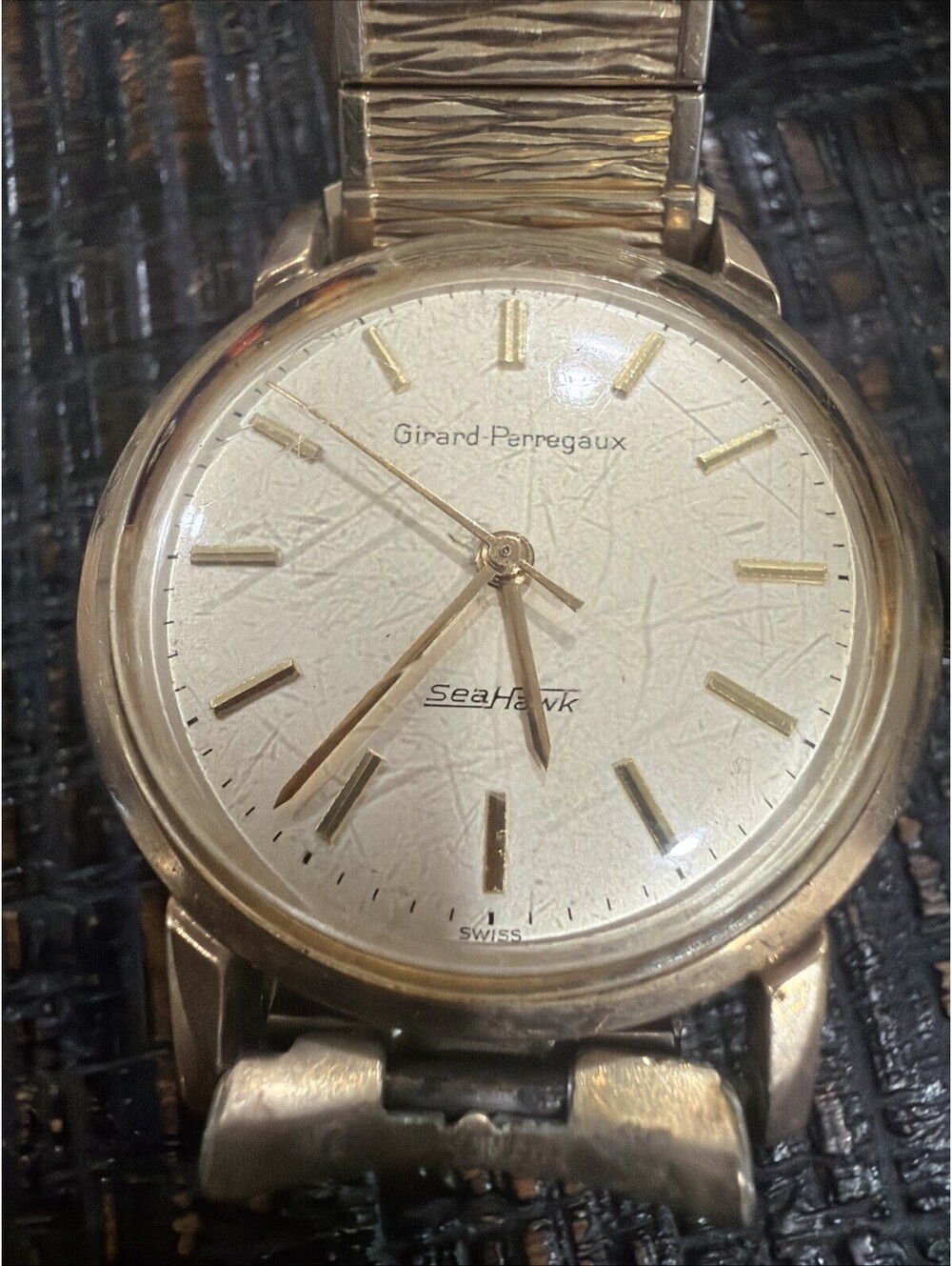 Vintage Girard Perregaux Sea Hawk Cushion/Pillow Case Watch 10K GF No Reserve